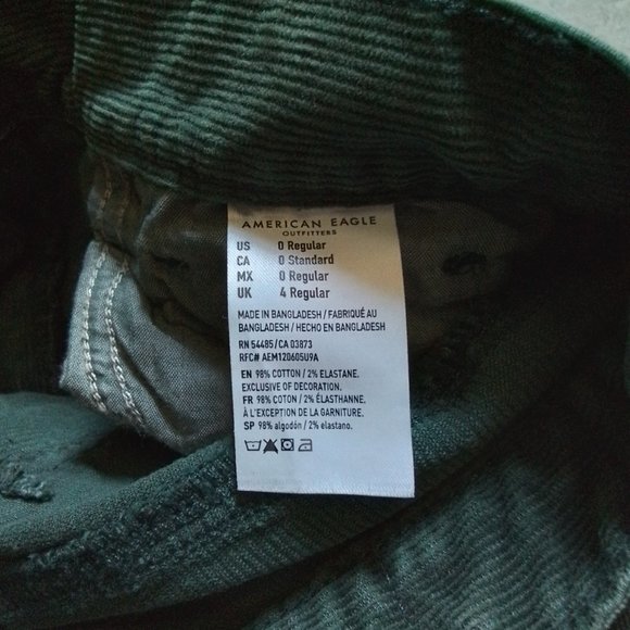 American Eagle Corduroy Pants Mom Jean NWOT green - Picture 5 of 5
